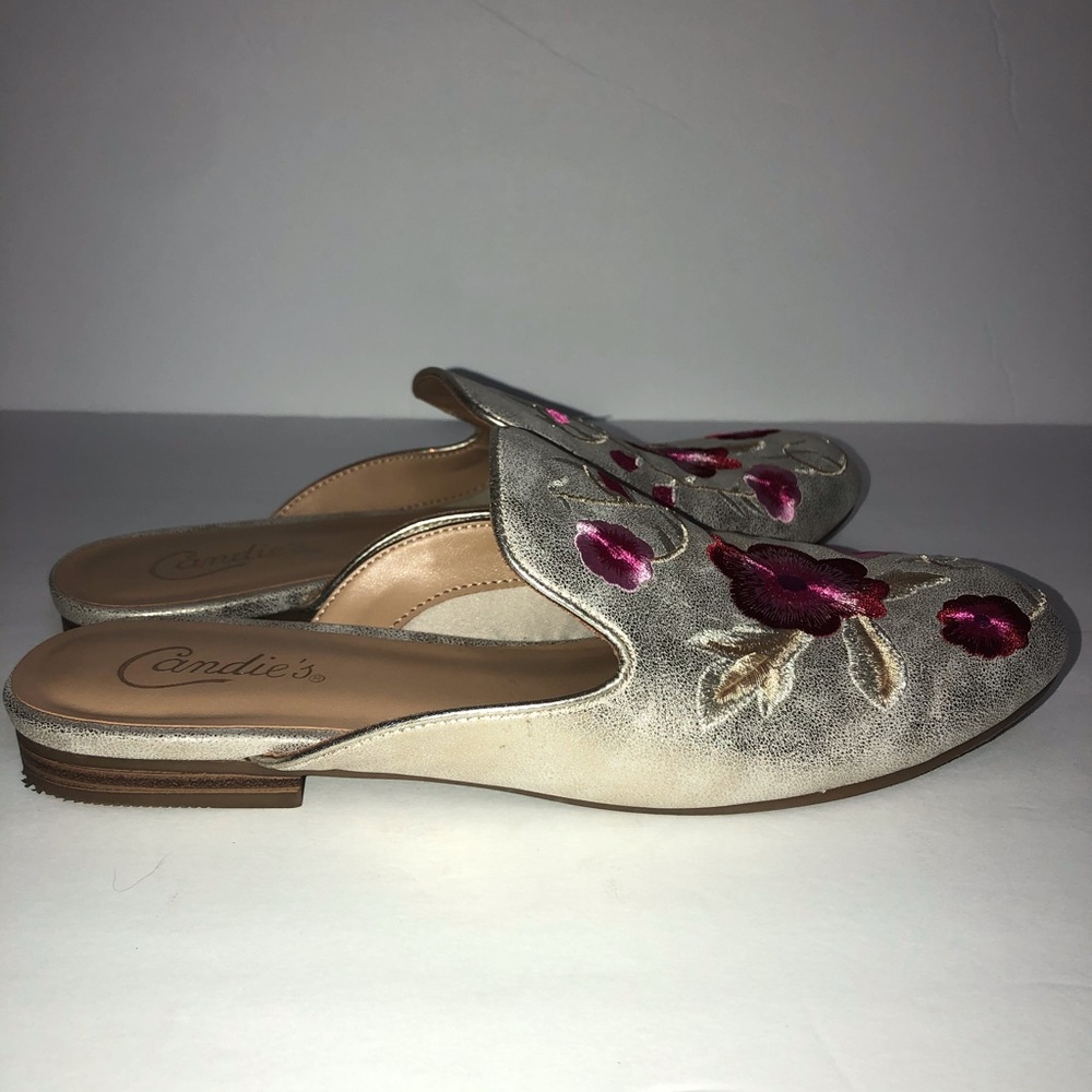 Candie's Bokchoy Embroidered Floral Mules Sz 8.5 - Picture 4 of 6